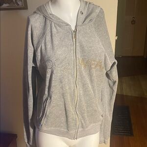 Rocawear Since 1999 ROCAWEAR Gray Velour Hoodie with Gold and Silver Accents.